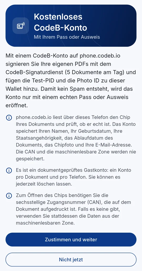 Was geprüft und gespeichert wird – „Zustimmen und weiter“