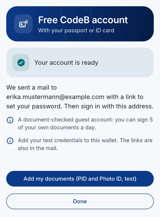 Votre compte est prêt – « Ajouter mes documents »