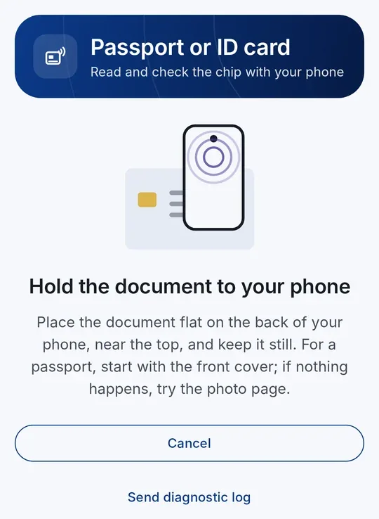 Holding the document to the back of the phone