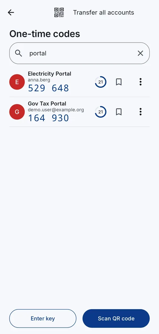 Recherche dans une longue liste : saisissez une partie du nom du service ou du compte