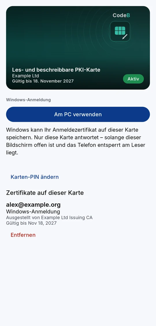 Die Zertifikate auf der Karte
