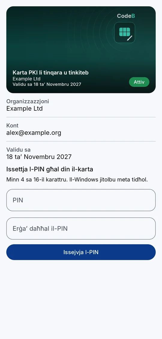 L-għażla tal-PIN tal-karta